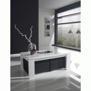 Table basse relevable blanc et noir laqué design keila