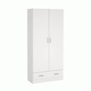 WellHome - Armoire de Chambre en Bois avec 2 Portes et 1 Tiroir en coloris Blanc 80 x 36 x 171 cm - Duero White - blanc multi-matériau WH16205
