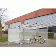 Abri vélo semi-ouvert / structure en acier / bardage en polycarbonate alvéolaire / pour 5 vélos