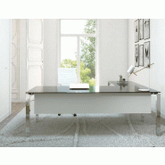 Bureau d'angle en verre Star- Mobel Linea - 200, Verre noir_0