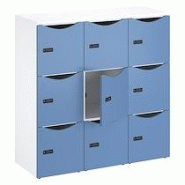 Casier de bureau Lockers 9 cases - Corps blanc, portes bleu argile - H 132,9 cm Casier de bureau Lockers 9 cases - Corps blanc, portes bleu argile - H 132,9 cm