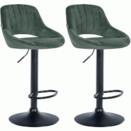 CLP Lot de 2 tabourets de bar Milet velours Vert/Métal noir mat - vert textile 324463 CLP Lot de 2 tabourets de bar Milet velours Vert/Métal noir mat - vert textile 324463