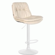 CLP Tabouret de bar Laurel similicuir Crème/Métal blanc mat - beige polyester 323924 CLP Tabouret de bar Laurel similicuir Crème/Métal blanc mat - beige polyester 323924