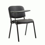 Décoshop26 - Chaise visiteur zone d'attente avec une petite table rabattable en tissu noir piètement à 4 pieds en métal 10_0002768 - noir métal 3