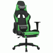 Décoshop26 - Fauteuil de bureau chaise gaming sur roulettes avec repose-pieds en PVC noir et vert DEC025803 - noir 3000255460564