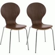 Décoshop26 - Lot de 2 chaises de cuisine salle à manger empilables dossier arrondi en bois noyer et métal chromé 10_0003092 - 3000251390872 Décoshop26 - Lot de 2 chaises de cuisine salle à manger empilables dossier arrondi en bois noyer et métal chromé 10_0003092 - 3000251390872