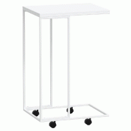 Décoshop26 - Table d'appoint en forme de C sur roulettes 40 x 30 x 63,5cm bois d'ingénierie blanc DEC031291 - blanc 3000258384409