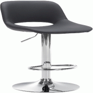 Décoshop26 - Tabouret de bar chaise haute x1 avec repose-pieds en PVC noir piètement métallique chromé 10_0004580 - noir métal 3000252184913