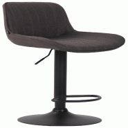 Décoshop26 - Tabouret de bar chaise haute x1 en tissu gris foncé coutures verticales support en métal noir 10_0000564 - gris métal 3000761769601