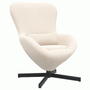 Fauteuil œuf Crème 63 x 73 x 90 cm tissu Modèle Lermelora - 42002769