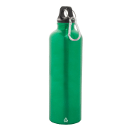 Gourde en aluminium recyclé - 750 ml - avec mousqueton, couleur verte Gourde en aluminium recyclé - 750 ml - avec mousqueton, couleur verte
