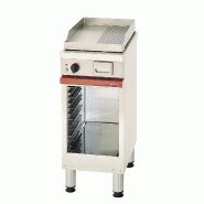 Gril en chrome 1/2 lisse 1/2 nervuré à gaz sur baie libre 400x650x9... - PCMG 410 SLRC