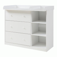 Helloshop26 - Commode meuble de rangement pratique entrée salon chambre à langer avec plan à langer MDF blanc 03_0009321 - 3000224626366
