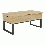 Helloshop26 - Table basse console d'appoint avec surface relevable et rabattable effet chêne 03_0010838 - 3000225436483