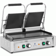 Royal Catering - Royal Catering RCPKG-3600-M Machine À Panini Double Toaster Plancha Électrique Professionnelle Rainurée + Lisse 3 600 W - argenté