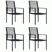 VidaXL Chaises De Jardin Lot De 4 Rotin Pvc Noir - noir 312172