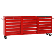 Vidaxl chariot à outils avec 15 tiroirs acier rouge 3056737
