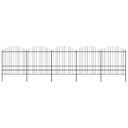 Vidaxl clôture de jardin à dessus en lance acier (1,75-2)x8,5 m noir 277752