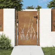 Vidaxl portail de jardin 105x155 cm acier corten conception d'herbe 153175