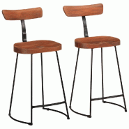 VidaXL Tabourets de bar lot de 2 49x43x88 cm bois de manguier massif Modèle Flex Panorama Modern - marron 4013525