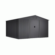 Wasabi - Abri de Jardin Extérieur 10,2m2 Anthracite Clair – 4 Grilles d'Aération Anti-condensation - Double Porte Coulissante – Toit Double Pent