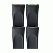WellHome - Set de 3 Poubelles en Plastique Noir 4x35L - noir plastique WH13948