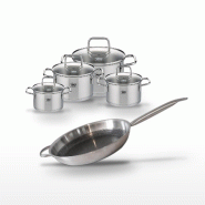 Batterie de cuisine Set casserole et poêle poêle 32 cm faitouts 12/14/16/20 cm acier inoxydable Elo Collection Relief Solution Citrin - gris 3176239