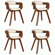 Chaises à manger lot de 4 crème similicuir et bois courbé Modèle Feloria - 3092384