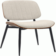 Décoshop26 - Chaise de salle à manger x1 design en tissu crème avec bois courbé noyer – Confort et élégance 10_0008765 - beige Bois massif 300
