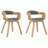 Décoshop26 - Lot de 2 chaises de salle à manger en tissu gris clair et bois courbé DEC025176 - gris 3000255108534 Décoshop26 - Lot de 2 chaises de salle à manger en tissu gris clair et bois courbé DEC025176 - gris 3000255108534