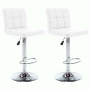 Décoshop26 - Lot de 2 tabourets de bar chaises hautes avec coutures carrées en PVC blanc DEC029612 - blanc 3000257462634