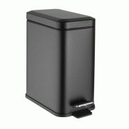 Poubelle de salle de bain noire 5 Litres en acier, SLIM