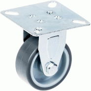 Roulette fixe de 50 mm en caoutchouc TPR gris sur roue centrale en polypropylène Roulette fixe de 50 mm en caoutchouc TPR gris sur roue centrale en polypropylène