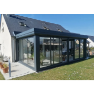 Véranda à toit plat sur-mesure pour extensions de maison - GRI Fabricant