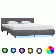 VidaXL Cadre de lit avec LED sans matelas Gris Similicuir 180x200 cm Modèle Corvonia - 285497