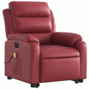 VidaXL Fauteuil inclinable de massage électrique rouge bordeaux Modèle Norvège - 3205067
