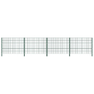 Vidaxl panneau de clôture avec poteaux fer 6,8 x 1,2 m vert 278664