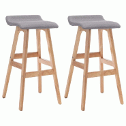 VidaXL Tabourets De Bar Lot De 2 Gris Clair Tissu - gris 249578