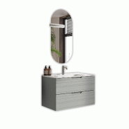 AQA Design Composition de salle de bain en MDF 4 pieces gris L.81 P.46,5 H.190 MPSO59-GRI - gris Bois manufacturé MPSO59-GRI