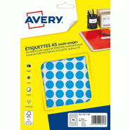 AVERY Lot de 5 Etui de 960 pastilles adhésives, diamètre 15 mm, coloris bleu (10 feuilles / cdt) - 5014702028533