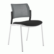 Chaise de réunion 4 pieds AMETS dossier résille de couleur - Sokoa - Noir, Gris clair_1