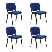 Chaise visiteur / chaise de conférence XT 600 lot de 4, noir / bleu hjh OFFICE - bleu polyester 704510