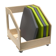 Chariot en bois multicouche pour 10 tapis de sol pentagonaux - avec roulettes pivotantes verrouillables Chariot en bois multicouche pour 10 tapis de sol pentagonaux - avec roulettes pivotantes verrouillables