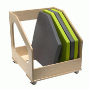 Chariot en bois multicouche pour 10 tapis de sol pentagonaux - avec roulettes pivotantes verrouillables
