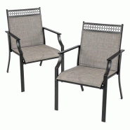COSTWAY Lot de 2 chaises de jardin, chaises de terrasse avec assise large et tissu à séchage rapide, 66 cm x 61 cm x 90 cm (couleur café) - marron