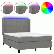 Décoshop26 - Lit LED avec sommier, tête de lit réglable, matelas 140x190 cm et tissu gris foncé - TDL0208381 Décoshop26 - Lit LED avec sommier, tête de lit réglable, matelas 140x190 cm et tissu gris foncé - TDL0208381