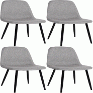 Décoshop26 - Lot de 4 chaises de salle à manger design simple avec pieds en métal noir assise en tissu gris clair 10_0001839 - gris métal 30002507