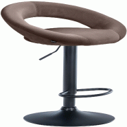 Décoshop26 - Tabouret de bar x1 assise ronde et style contemporain en velours marron et métal noir 10_0005975 - marron métal 3000265323989
