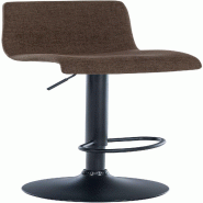Décoshop26 - Tabouret de bar x1 design simple avec repose-pieds en tissu marron pieds en métal noir 10_0004554 - marron métal 3000252172156