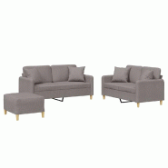 Ensemble de canapés 3 pcs avec coussins taupe tissu Modèle Atlas Advance - 8721012070844